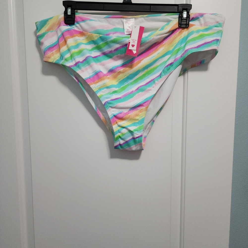 Xhilaration bikini buttom multi color stripe sz 3X